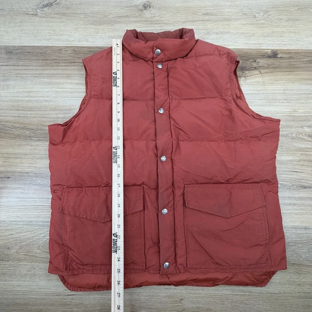Woolrich Vintage 80s‎ Women Large Puffer Jacket Vest Snap-Button Rust Red* - Picture 6 of 7